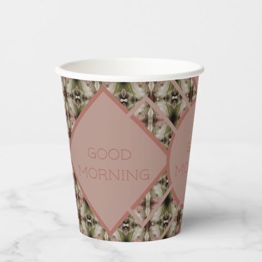 Groen met grijs en rosy roze papieren bekers (Voorkant)