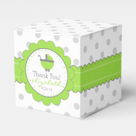 Groen met grijs Polka Dots Baby shower Bedankdoosjes