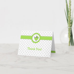 Groen met Grijze Polka Dot Dank U Bedankkaart