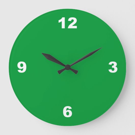 Groen met Grote Witte Nummers Muurklok Klok (Voorkant)