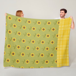 GROEN MET HERFST ZONNEBLOEMEN FLEECE DEKEN