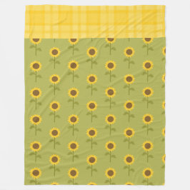 GROEN MET  HERFST ZONNEBLOEMEN FLEECE DEKEN