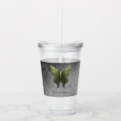 Groen met juwelen versierde vlinder acryl drinkbeker (Voorkant)