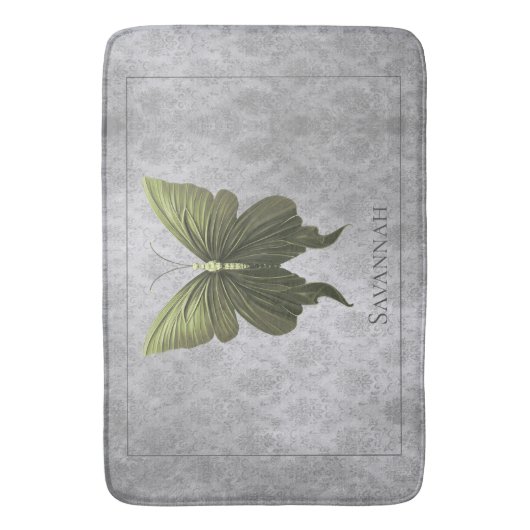 Groen met juwelen versierde vlinder badmat (Voorkant Verticaal)