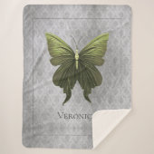 Groen met juwelen versierde vlinder sherpa deken (Voorkant)