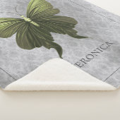 Groen met juwelen versierde vlinder sherpa deken (3/4)