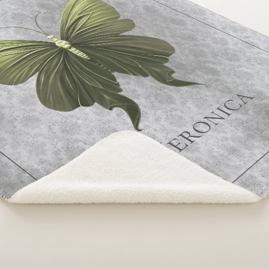 Groen met juwelen versierde vlinder sherpa deken (3/4)