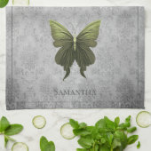 Groen met juwelen versierde vlinder theedoek (Gevouwen)
