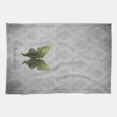 Groen met juwelen versierde vlinder theedoek (Horizontaal)