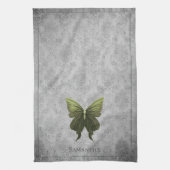 Groen met juwelen versierde vlinder theedoek (Verticaal)