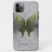 Groen met juwelen versierde vlinderdamast Case-Mate iPhone case (Achterkant)