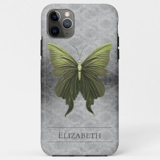 Groen met juwelen versierde vlinderdamast Case-Mate iPhone case
