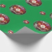 Groen met kerstman-cadeaupapier cadeaupapier (Hoek)