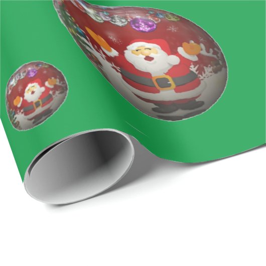 Groen met kerstman-cadeaupapier cadeaupapier (Rol Hoek)