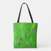 Groen met kleine patronen in gemengde kleuren over tote bag (Achterkant)