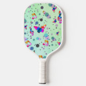 Groen met kleurrijk muziekontwerp pickleball paddle (Achterkant)
