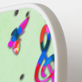 Groen met kleurrijk muziekontwerp pickleball paddle (Links Detail)