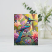 Groen met kop Jay Fantasy Bird Briefkaart (Staand voorkant)