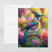 Groen met kop Jay Fantasy Bird Briefkaart (Voorkant / Achterkant)