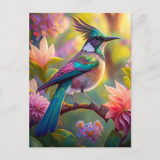Groen met kop Jay Fantasy Bird Briefkaart (Voorkant)
