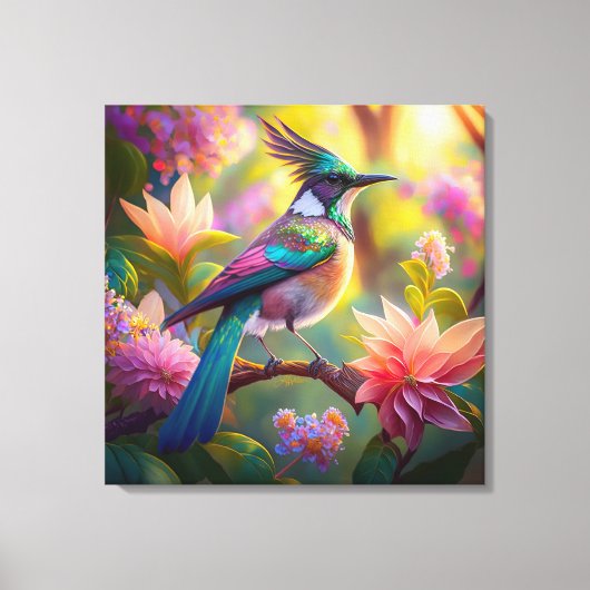 Groen met kop Jay Fantasy Bird Canvas Afdruk (Voorkant)