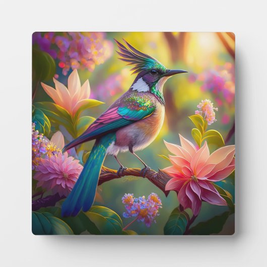 Groen met kop Jay Fantasy Bird Fotoplaat (Voorkant)