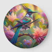 Groen met kop Jay Fantasy Bird Grote Klok (Voorkant)