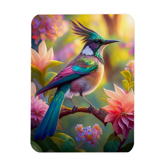 Groen met kop Jay Fantasy Bird Magneet (Verticaal)