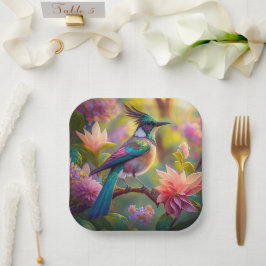 Groen met kop Jay Fantasy Bird Papieren Bordje