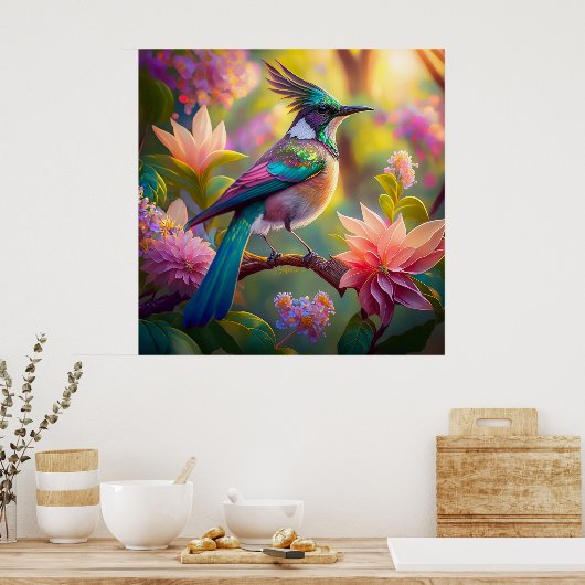 Groen met kop Jay Fantasy Bird Poster (Keuken)