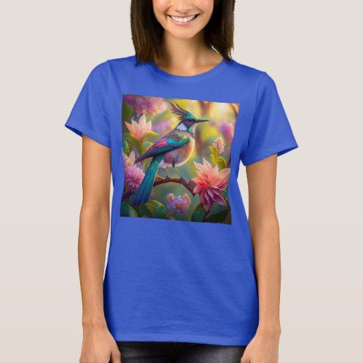Groen met kop Jay Fantasy Bird T-shirt (Voorkant)
