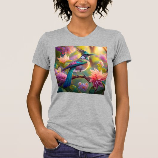 Groen met kop Jay Fantasy Bird T-shirt (Voorkant)