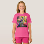 Groen met kop Jay Fantasy Bird T-shirt (Voorkant volledig)