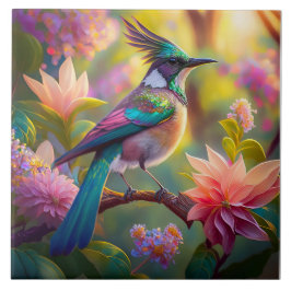 Groen met kop Jay Fantasy Bird Tegeltje