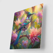 Groen met kop Jay Fantasy Bird Vierkante Klok (Hoek)