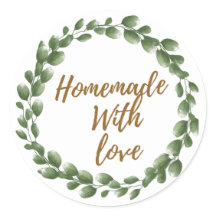 Groen 'Met Liefde Gemaakt' Ronde Sticker