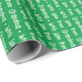Groen "met liefde" gepersonaliseerd speels schrijv cadeaupapier (Rol Hoek)