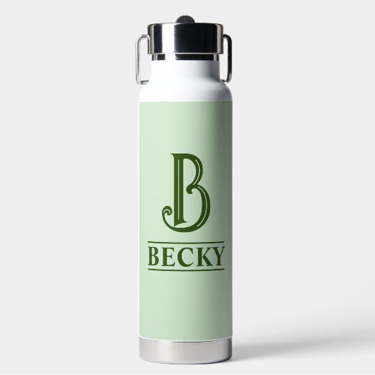 Groen met Monogram Waterfles (Voorkant)