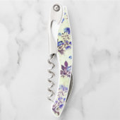 groen met Paarse Floral Print Kurkentrekker (Voorkant)