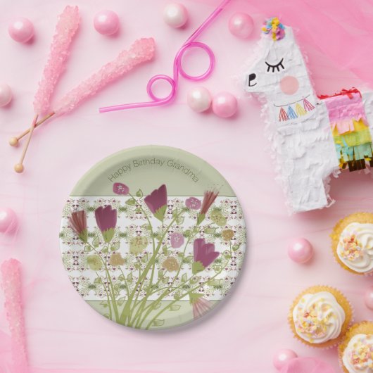 Groen met patroon papieren bordje (Feest)