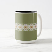 Groen met patroondetails tweekleurige koffiemok (Voorkant rechts)