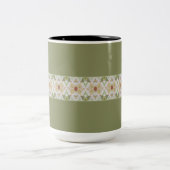 Groen met patroondetails tweekleurige koffiemok (Center)