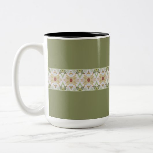 Groen met patroondetails tweekleurige koffiemok (Links)