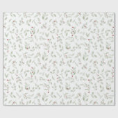 Groen met rode bessen cadeaupapier (Vlak)