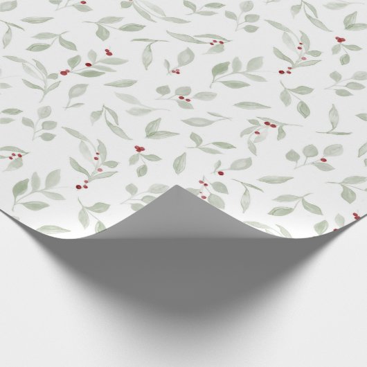 Groen met rode bessen cadeaupapier (Hoek)