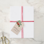 Groen met rode bessen vakantie cadeaulabel (Met Touw)