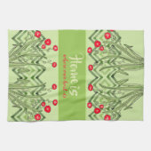 Groen met rode bloemen theedoek (Horizontaal)