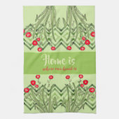 Groen met rode bloemen theedoek (Verticaal)