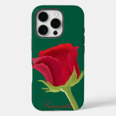 Groen met rode roos iPhone hoesje (Achterkant)