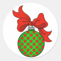 Groen met Rode Stippen Kerst Ornament Sticker